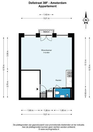Floor plan - Delistraat 38F, 1094 CX Amsterdam 